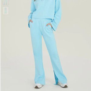 Something Navy Wide Leg Sweatpants with Slits  Blue